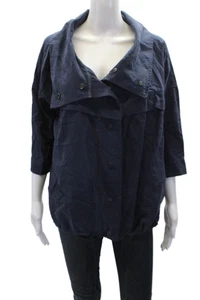 J Brand Damen Bluse Baumwolle Langarm Knopfleiste Kragen Marine Größe XS - Bild 1 von 6