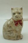 VINTAGE CAST IRON BANK HUBLEY CAT STILL COIN PENNY RED BOW BLUE EYES ORIGINAL