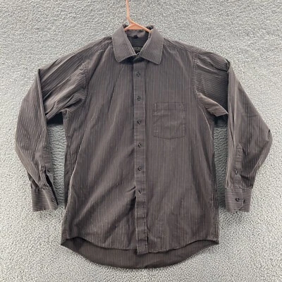 Donald J. Trump Shirt Mens 15.5 34/35 Button Up Striped Brown Formal Office - Image 1 of 4