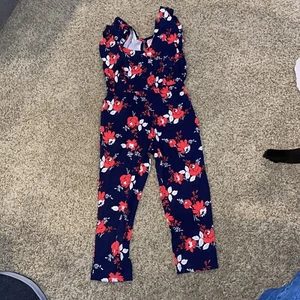 janie and jack girls jump suit navy blue with flowers 5 - Picture 1 of 7