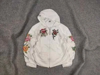 Sudadera con Capucha Vintage Ed Hardy Designs Blanco Tatuaje Logo Cremallera Estilo Y2K Foto 1 de 4