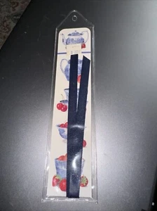 New Legacy Blue Delft & Red Strawberry W/ Blue Ribbon Marker Laminated 1.5”x7.5” - Picture 1 of 3