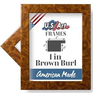 US Art Frames 1" Flat Brown Burl MDF Wall Decor Picture Poster Frame - Picture 1 of 6