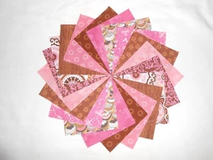 40 5" Quilting fabric squares Beautiful Pink and Browns Charm pack/10 Prints! - Picture 1 of 1