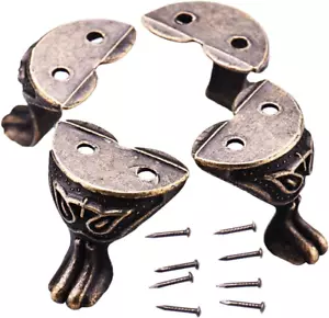 4 Stck. Antik Messing Schatulle Beine Füße Eckschutz Zinklegierung Geschenkbox Schmuck - Bild 1 von 12
