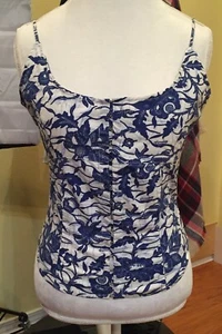 Tommy Hilfiger Vintage Damen Größe L Korsett Spaghettiträger Top blau & weiß - Bild 1 von 12