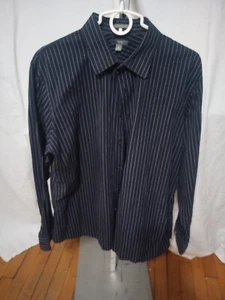 Apt. 9Mens Navy Blue Long Sleeve Button Down Shirt Stripes - Picture 1 of 6