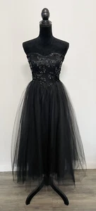 Vintage Gunne Sax Jessica McClintock Size 3 Black Sequin Lace Tulle Tutu Dress - Picture 1 of 14