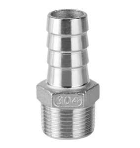 Robuster Edelstahl 14 mm Schlauch Widerhakenschwanz 1/2" BSPT Stecker gerader Verbinder Fitting - Bild 1 von 4