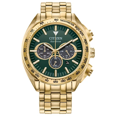 Citizens Mens Eco-Drive Chronograph Gold Stainless Steel Watch 43 MM CA4542-59X - Image 1 of 4