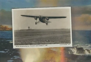 KLM Airlines issued. Fokker XVIII  real photo  postcard     - Picture 1 of 2