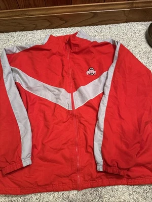 Jaqueta corta-vento masculina vintage Starter Ohio State Buckeyes GG zíper completo - Imagem 1 de 3