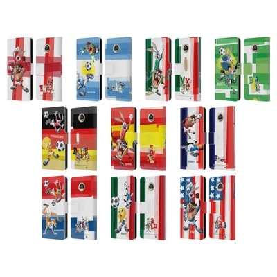 LOONEY TUNES FLAG GRAPHICS LEATHER BOOK WALLET CASE COVER FOR MOTOROLA PHONES - Image 1 of 4