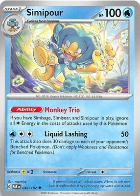 Simipour 042/182 SV04 Paradox Rift Pokemon 008074 - Image 1 of 2