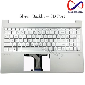 New HP Pavilion 15-EG 15T-EG 15-EH 15Z-EH Silver Palmrest Keyboard W Backlit US - Picture 1 of 8