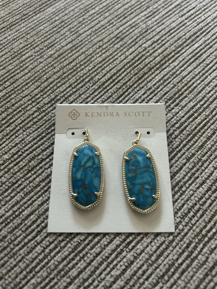 Kendra Scott Elle Gold Drop Earrings Blue Stone - Image 1 of 2