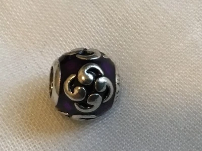 Orig. Pandora Charm "Zen", Silber, lila Emaille, ungetragen, selten - Bild 1 von 3