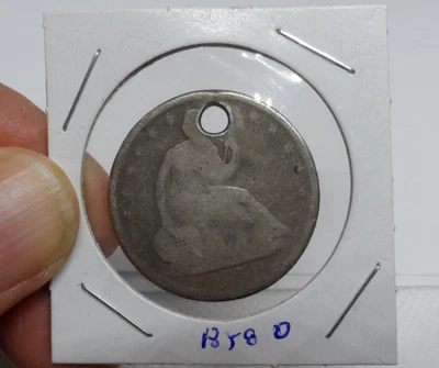 1858 O  HOLED SEATED  HALF DOLLAR UNGRADED  SEE MY OTHER COIN AUCTIONS - Image 1 of 4
