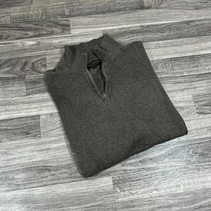 BANANA REPUBLIC 1/4 Zip Silk & Cashmere Knit Gray Pullover Sweater Men's Size M - Picture 1 of 9