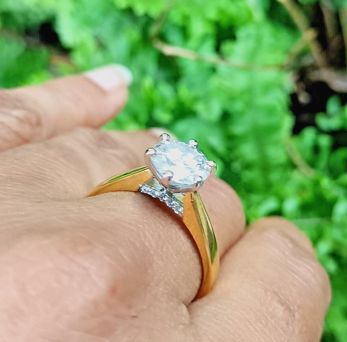 ANELLO Donna Con TOPAZIO Giallo Oro 18 KT Gr. 9,10