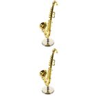  2 Pieces Brass Instruments Saxophone Gifts Dollhouse Accessories Decorations