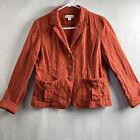 Coldwater Creek Jacket Womens  8 Blazer Textured Orange Pockets 3 Buttons Cotton