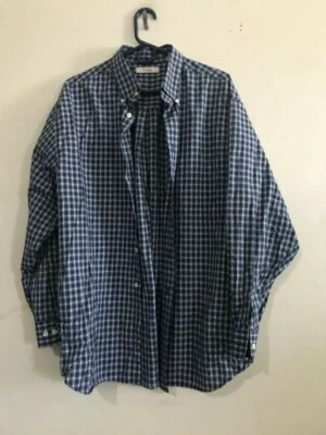 Camisa masculina azul xadrez Turnbury tamanho XL 35 100% algodão RN#58909 - Imagem 1 de 4