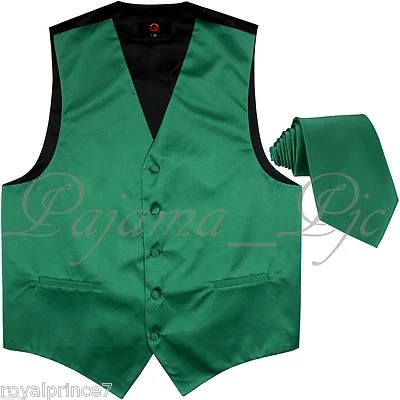 Traje Esmoquin Verde Esmeralda Sólido Chaleco Chaleco y Corbata para el Cuello Baile de graduación Boda Fiesta Foto 1 de 3