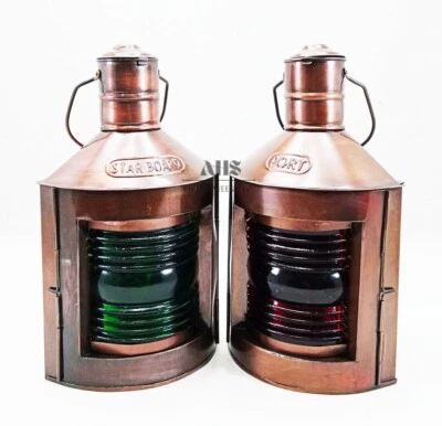 Lámpara de aceite de navegación antigua negra luz de barco puerto estribor linterna decoración del hogar Foto 1 de 4