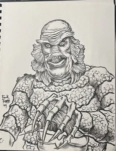 Criatura de la Laguna Negra NUEVO Horror Dibujo Original de Frank Forte RARO - Imagen 1 de 2