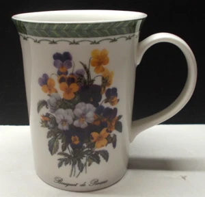 Churchill Fine Bone China Coffee Mug Floral Bouquet of Pensees 10 Oz. England - Picture 1 of 6