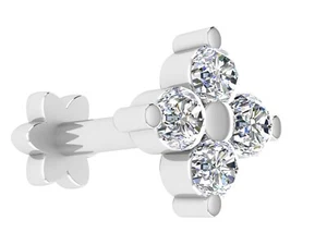 925 Sterling Silver 0.10 carats Natural Diamond Women Nose pin Jewelry - Picture 1 of 6