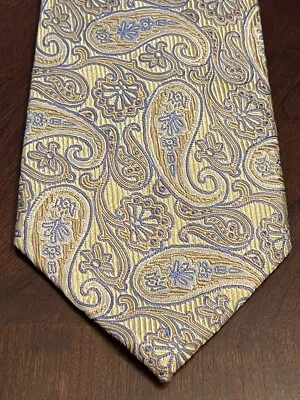 Corbata de cuello Tasso Ella hecha a mano azul dorado 100 % seda para hombre hecha en China Foto 1 de 4