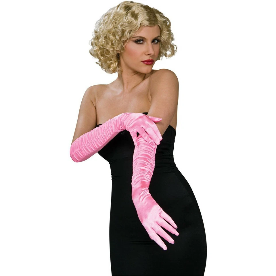 Secret Wishes Elbow Length Stretch Satin Costume Gloves Pink One Size