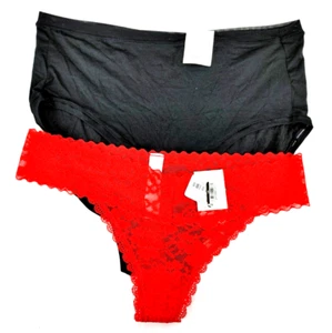 Auden Women's Panties Lot of 2 Size Small 4-6 Black Ebony Brief & Red Lace Thong - Picture 1 of 5