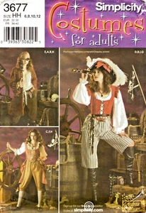 Misses Pirate Costumes Simplicity Sewing Pattern 3677 Andrea Schewe Sizes 6-12 - Picture 1 of 2