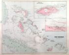 BAHAMAS. Genuine antique map by Stanford 1894. Plan of Nassau and Providence