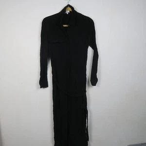 Witchery Womens Wrap Dress 10 or Small Black Long Sleeve Belted Buttons Up - Picture 1 of 9