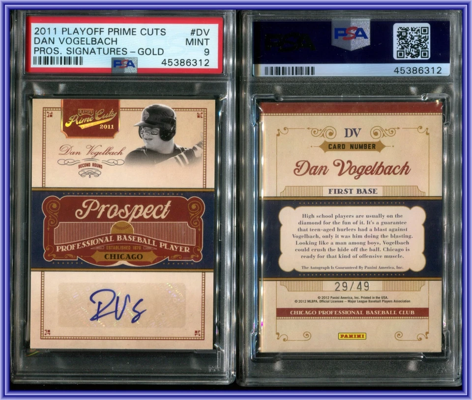 PSA 9 2011 Prime Cuts Prospect Signatures Gold Autograph Dan Vogelbach /49 POP3 - Image 1 of 1