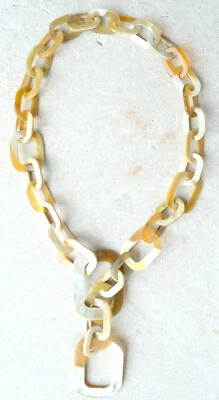  Horn Büffelhorn Halskette Kette Gliederkette creme beige Hornkette  XL NEU - Bild 1 von 4