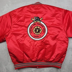 Vintage Fire Department Jacket Men XXL Satin Coat Chicago Fighter Union USA Made - Picture 1 of 7
