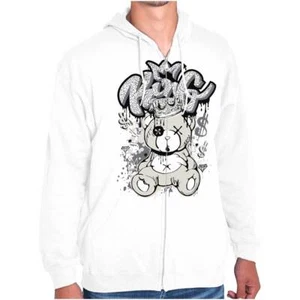 Cool Urban Streetwear King Crown Teddy Bear Sweatshirt Zip Up Hoodie Men Women - Picture 1 of 7