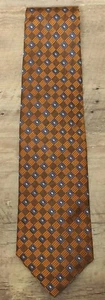 Countess Mara Silk Tie Orange Geometric Blue Squares RN 67207 - Picture 1 of 9