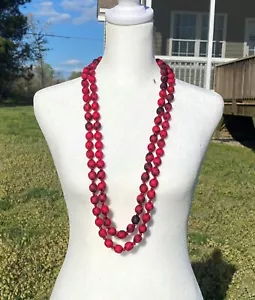 Collar de cuentas de seda rojo y negro, cadena larga hecha a mano y ajustable para mujer - Imagen 1 de 4