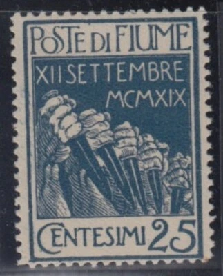 ITALY - Fiume n.130a  480$ SIGNED RAYBAUDY  Variety blue instead of indigo MNH** - Image 1 of 2