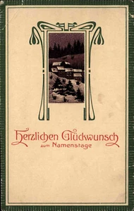 1909 Stempel DÜREN auf Prägekarte Glückwunsch Zum Namenstag; gelaufen nach Laer - Picture 1 of 2