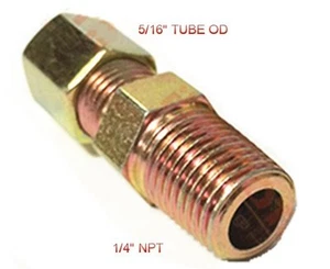 Compression 5/16" Tube OD x 1/4" NPT Male Pipe Zinc Plated Steel Fitting LOK - Imagen 1 de 1