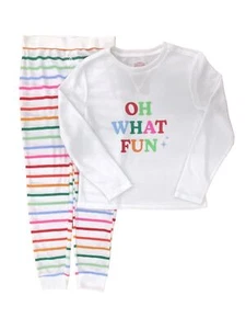 Wondershop Girls Striped Thermal Christmas Oh What Fun Pajamas M (8) - Picture 1 of 1