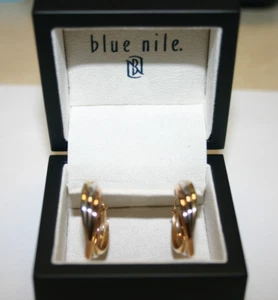 Blue Nile 14K Tri Colored Gold Triple Hoop Earrings Rose, White & Yellow Gold - Picture 1 of 9