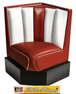 HW-60/60-Ruby American Diner Bench Corner Bench Diner Benches Furniture 50's Retro USA Style - Picture 1 of 6
